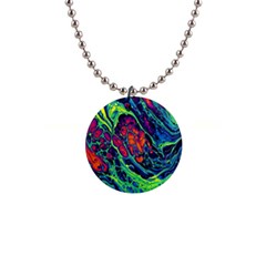 Color Colorful Geoglyser Abstract Holographic 1  Button Necklace by Modalart