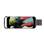 Retro Wave Kaiju Godzilla Japanese Pop Art Style Portable USB Flash (Two Sides) Front