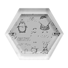 Christmas Characters Pattern Hexagon Wood Jewelry Box by Sarkoni