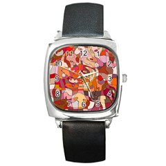 Abstract Abstraction Pattern Moder Square Metal Watch by Amaryn4rt