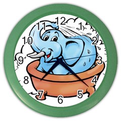 Elephant Bad Shower Color Wall Clock by Amaryn4rt