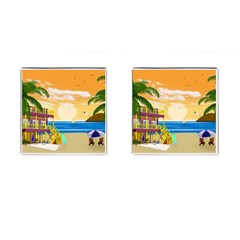 Vector Graphic Clipart Beach House Cufflinks (square) by Sarkoni