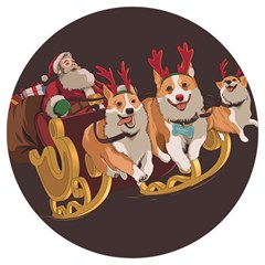 Christmas Santa Claus Dog Sled Round Trivet by Sarkoni