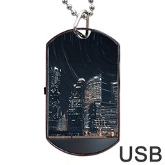 Time Lapse Photo Of City Dog Tag Usb Flash (two Sides) by Modalart