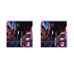 Roadway Surrounded Building During Nighttime Cufflinks (Square) Front(Pair)