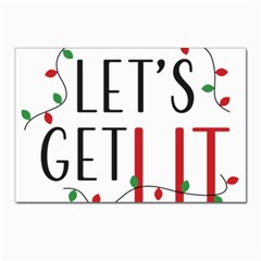 Let s Get Lit Christmas Jingle Bells Santa Claus Postcard 4 x 6  (pkg Of 10) by Ndabl3x