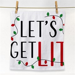 Let s Get Lit Christmas Jingle Bells Santa Claus Face Towel by Ndabl3x