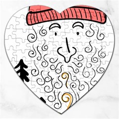 Santa Claus Cabin Hut Campfire Jigsaw Puzzle (heart) by Ndabl3x