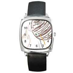 Abstract Hand Vine Lines Drawing Square Metal Watch by Ndabl3x