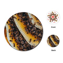 Yellow And Black Bees On Brown And Black Playing Cards Single Design (round) by Ndabl3x