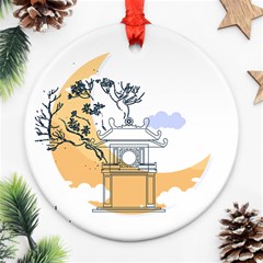 Poster Map Flag Lotus Boat Ha Noi Vietnam Ornament (round) by Grandong