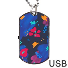 Patterns Rosebuds Dog Tag Usb Flash (two Sides) by Ndabl3x