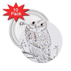 Owl Bird Wildlife Bird Of Prey 2 25  Buttons (10 Pack)  by Modalart
