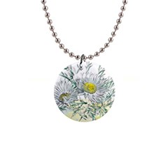 Thistle Alpine Flower Flower Plant 1  Button Necklace by Modalart