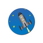 Rocket Spaceship Space Travel Nasa Rubber Round Coaster (4 pack) Front