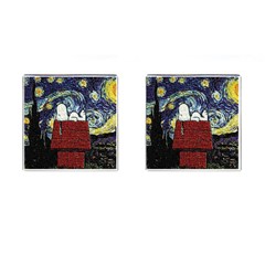 Cartoon Dog House Van Gogh Cufflinks (square) by Modalart