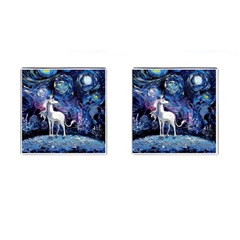 Unicorn Starry Night Print Van Gogh Cufflinks (square) by Modalart