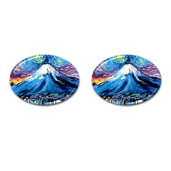 Mount Fuji Art Starry Night Van Gogh Cufflinks (oval) by Modalart