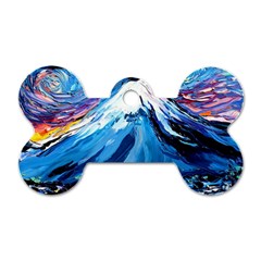 Mount Fuji Art Starry Night Van Gogh Dog Tag Bone (two Sides) by Modalart