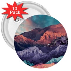 Adventure Psychedelic Mountain 3  Buttons (10 Pack)  by Modalart