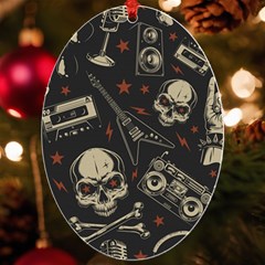 Grunge Seamless Pattern With Skulls Uv Print Acrylic Ornament Oval by Bedest