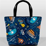 Seamless Pattern Vector Submarine With Sea Animals Cartoon Bucket Bag Front