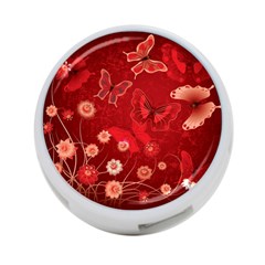 Four Red Butterflies With Flower Illustration Butterfly Flowers 4-port Usb Hub (two Sides) by Pakjumat