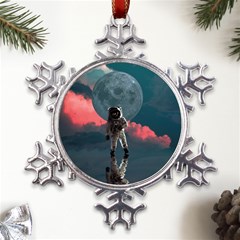 Astronaut Moon Space Nasa Planet Metal Large Snowflake Ornament by Maspions