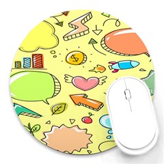 Cute Sketch Child Graphic Funny Round Mousepad by Hannah976