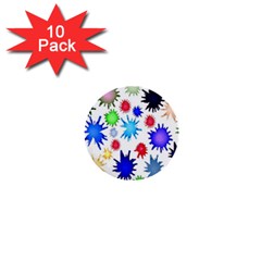 Inks Drops Black Colorful Paint 1  Mini Buttons (10 Pack)  by Hannah976