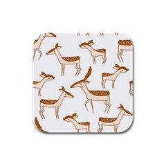 Seamless Deer Pattern Design Rubber Square Coaster (4 Pack) by Hannah976