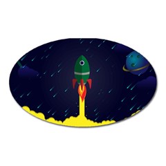 Rocket Halftone Astrology Astronaut Oval Magnet by Sarkoni