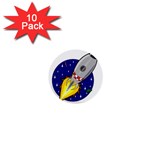 Rocket Ship Launch Vehicle Moon 1  Mini Buttons (10 pack)  Front
