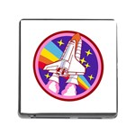 Badge Patch Pink Rainbow Rocket Memory Card Reader (Square 5 Slot) Front