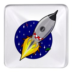 Rocket Ship Launch Vehicle Moon Square Glass Fridge Magnet (4 Pack) by Sarkoni