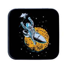 Astronaut Planet Space Science Square Metal Box (black) by Sarkoni