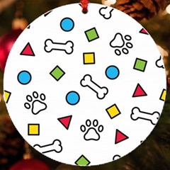 Dog Paw Seamless Pattern Footprint Bone Uv Print Acrylic Ornament Round by Grandong