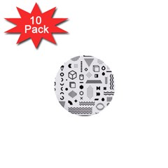 Pattern Hipster Abstract Form Geometric Line Variety Shapes Polkadots Fashion Style Seamless 1  Mini Buttons (10 Pack)  by Grandong