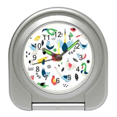Vector Set Isolates With Cute Birds Scandinavian Style Travel Alarm Clock by Apen