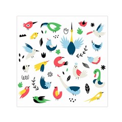 Vector Set Isolates With Cute Birds Scandinavian Style Square Satin Scarf (30  X 30 ) by Apen