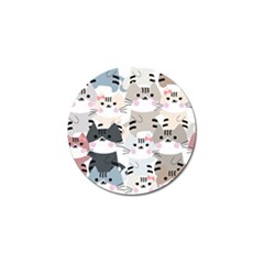 Cute Cat Couple Seamless Pattern Cartoon Golf Ball Marker (4 Pack) by Bedest
