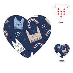 Colorful Cute Cats Seamless Pattern Playing Cards Single Design (heart) by Bedest