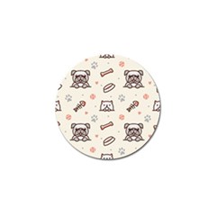 Pug Dog Cat With Bone Fish Bones Paw Prints Ball Seamless Pattern Vector Background Golf Ball Marker (10 Pack) by Bedest