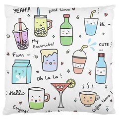 Drinks Cocktails Doodles Coffee Large Cushion Case (two Sides) by Apen