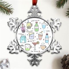Drinks Cocktails Doodles Coffee Metal Small Snowflake Ornament by Apen