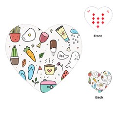 Doodle Fun Food Drawing Cute Playing Cards Single Design (heart) by Apen
