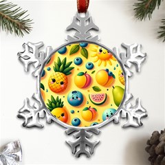 Fruits Fresh Sweet Pattern Metal Small Snowflake Ornament by Ravend