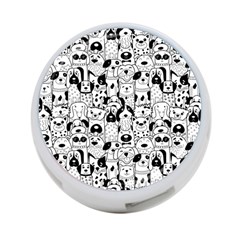 Seamless Pattern With Black White Doodle Dogs 4-port Usb Hub (one Side) by Grandong