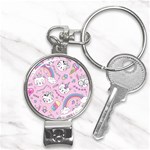 Cute Cat Kitten Cartoon Doodle Seamless Pattern Nail Clippers Key Chain Front