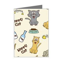 Cute Astronaut Cat With Star Galaxy Elements Seamless Pattern Mini Greeting Card by Grandong